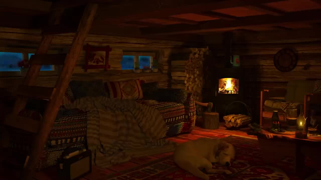 Relaxing Blizzard with Fireplace Crackling Deep Sleep  fall Asleep  from Insomnia  Sleep Better mp4
