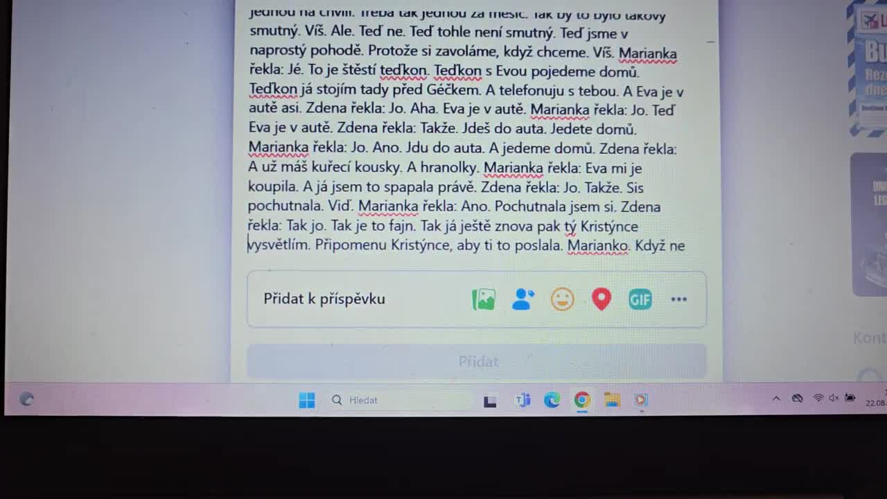 22 8 2025 princezna Marianka Mimapinková nahrála psaní Barušky a Jeníčka mp4