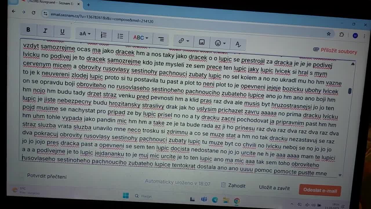 14 10 2025 princezna Marianka Mimapinková nahrála psaní Lucinky z 17 2 2015 mp4