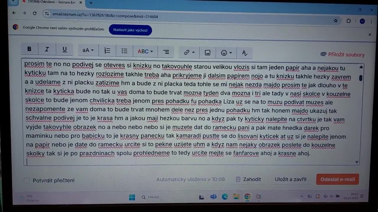 23 10 2025 princezna Marianka Mimapinková nahrála psaní o kouzelné školce z 30 6 2011 mp4